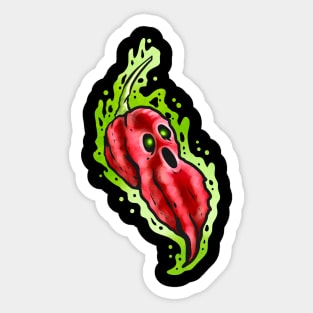 Scary Hot Ghost Pepper With Face Halloween Sticker